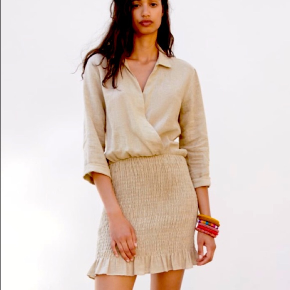 Linen blend mini dress with tags